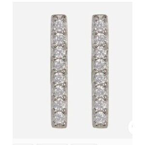 Adornia Swarovski Crystal Bar Stud Earrings Genuine Sterling Silver